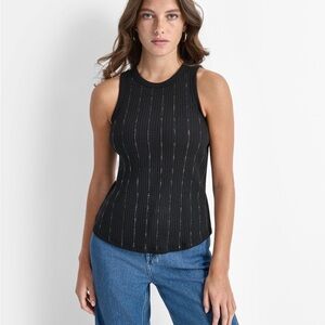 DKNY Black Ribbed Tank Top